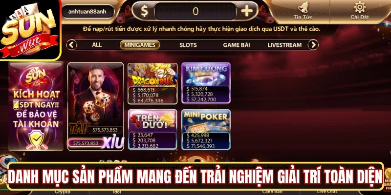 Danh mục sản phẩm mang đến trải nghiệm giải trí toàn diện