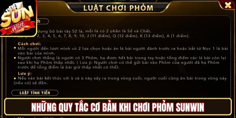 Những quy tắc cơ bản khi chơi Phỏm Sunwin