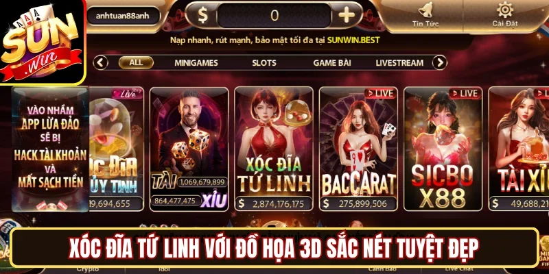Xóc đĩa Tứ Linh với đồ họa 3D sắc nét tuyệt đẹp